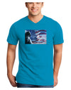 All American Cat Adult Dark V-Neck T-Shirt by TooLoud-Mens V-Neck T-Shirt-TooLoud-Turquoise-Small-Davson Sales