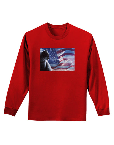 All American Cat Adult Long Sleeve Dark T-Shirt by TooLoud-TooLoud-Red-Small-Davson Sales