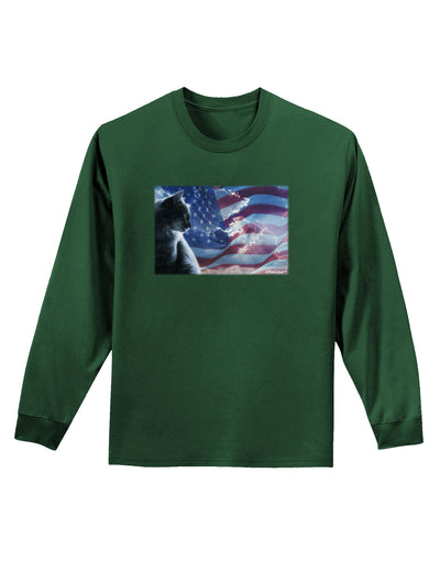 All American Cat Adult Long Sleeve Dark T-Shirt by TooLoud-TooLoud-Dark-Green-Small-Davson Sales