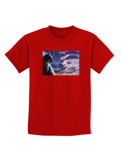 All American Cat Childrens Dark T-Shirt by TooLoud-Childrens T-Shirt-TooLoud-Red-X-Small-Davson Sales