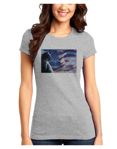 All American Cat Juniors T-Shirt by TooLoud-Womens Juniors T-Shirt-TooLoud-Ash-Gray-Juniors Fitted X-Small-Davson Sales