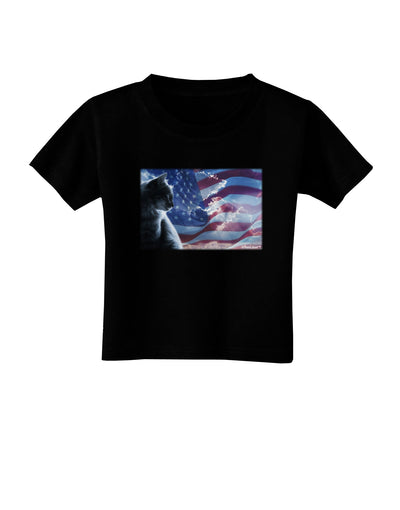 All American Cat Toddler T-Shirt Dark by TooLoud-Toddler T-Shirt-TooLoud-Black-2T-Davson Sales