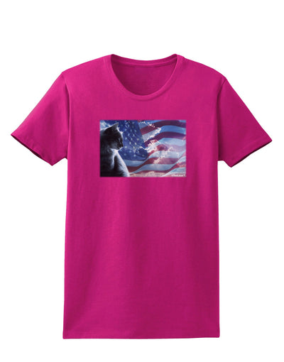 All American Cat Womens Dark T-Shirt by TooLoud-Womens T-Shirt-TooLoud-Hot-Pink-Small-Davson Sales