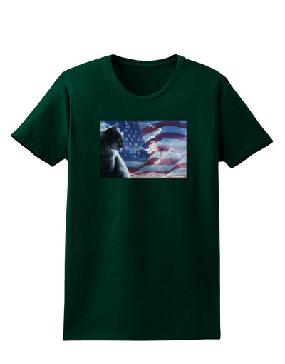 All American Cat Womens Dark T-Shirt by TooLoud-Womens T-Shirt-TooLoud-Forest-Green-Small-Davson Sales