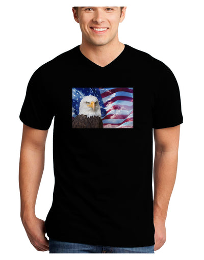 All American Eagle Adult Dark V-Neck T-Shirt-TooLoud-Black-Small-Davson Sales