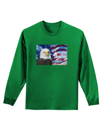 All American Eagle Adult Long Sleeve Dark T-Shirt-TooLoud-Kelly-Green-Small-Davson Sales