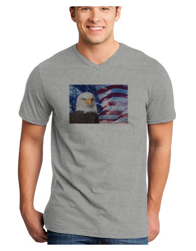 All American Eagle Adult V-Neck T-shirt-Mens V-Neck T-Shirt-TooLoud-HeatherGray-Small-Davson Sales