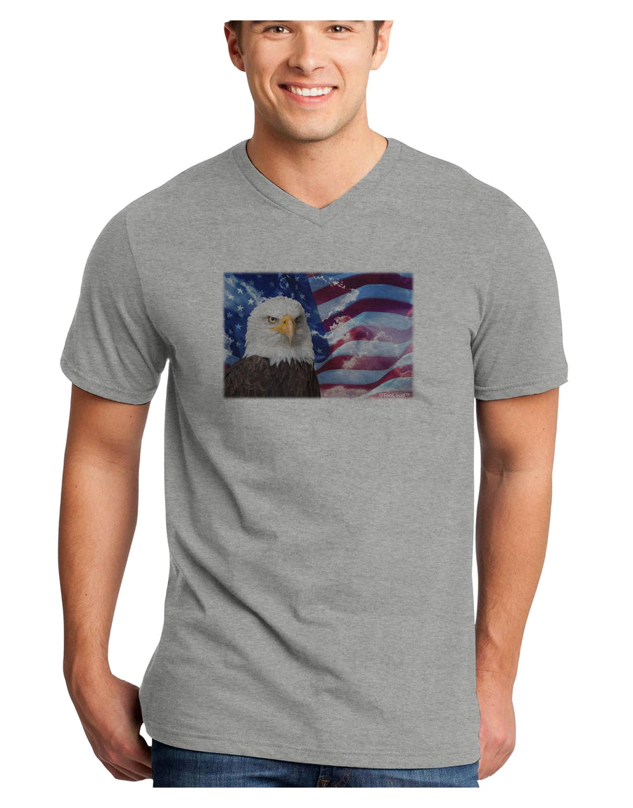 All American Eagle Adult V-Neck T-shirt-Mens V-Neck T-Shirt-TooLoud-White-Small-Davson Sales