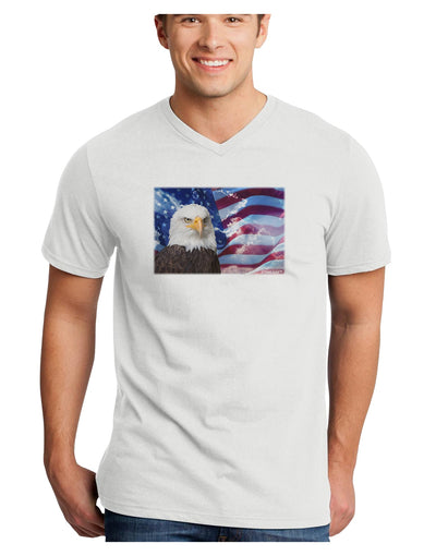 All American Eagle Adult V-Neck T-shirt-Mens V-Neck T-Shirt-TooLoud-White-Small-Davson Sales