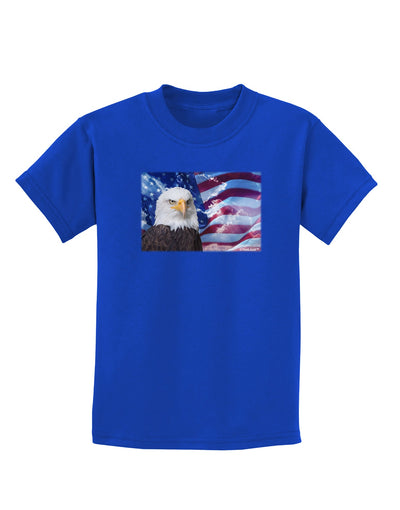 All American Eagle Childrens Dark T-Shirt-Childrens T-Shirt-TooLoud-Royal-Blue-X-Small-Davson Sales