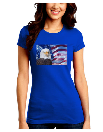 All American Eagle Juniors Crew Dark T-Shirt-T-Shirts Juniors Tops-TooLoud-Royal-Blue-Juniors Fitted Small-Davson Sales