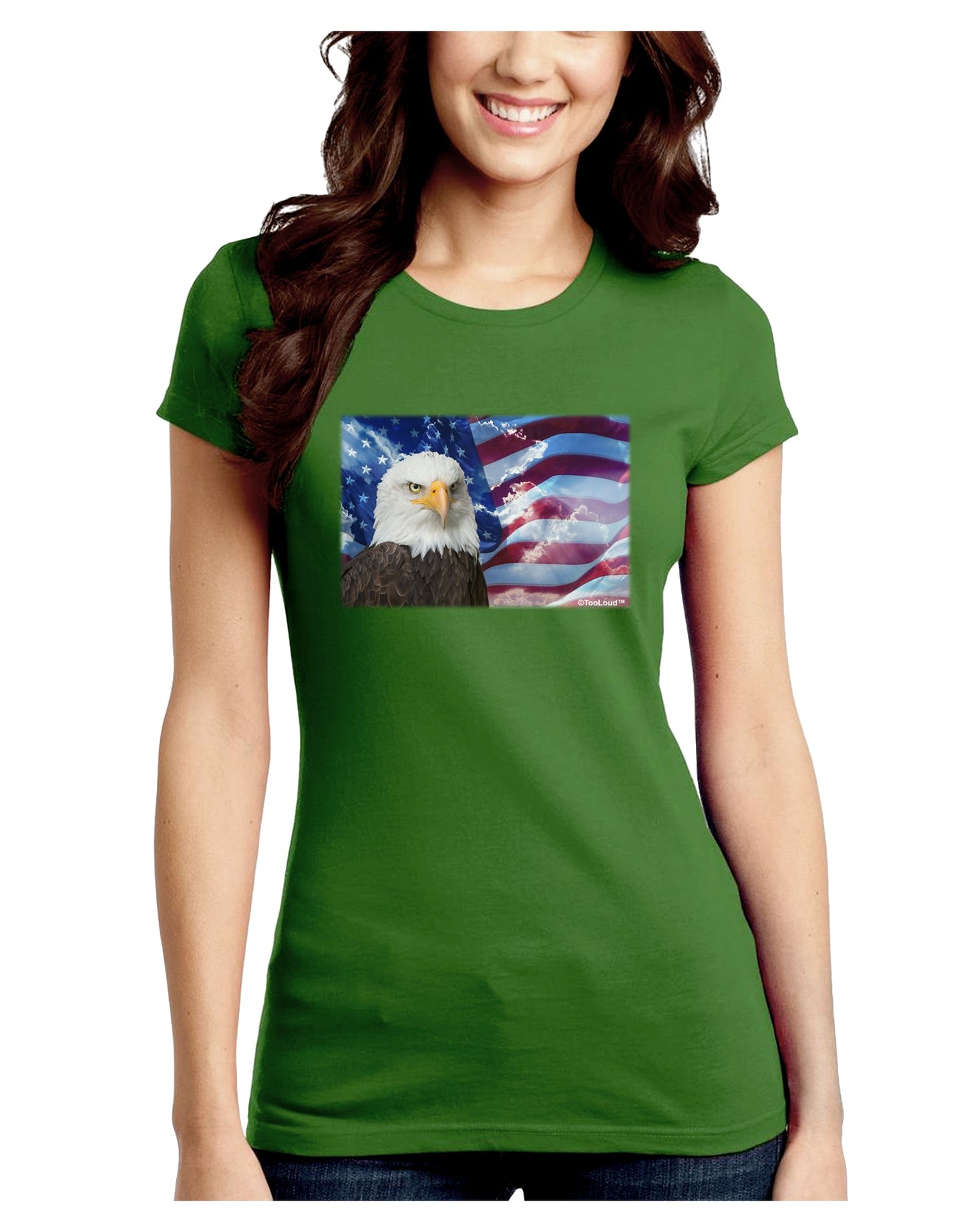 All American Eagle Juniors Crew Dark T-Shirt-T-Shirts Juniors Tops-TooLoud-Kiwi-Green-Juniors Fitted Small-Davson Sales