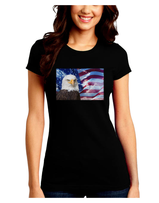 All American Eagle Juniors Crew Dark T-Shirt-T-Shirts Juniors Tops-TooLoud-Black-Juniors Fitted Small-Davson Sales
