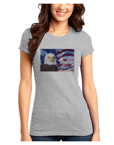 All American Eagle Juniors T-Shirt-Womens Juniors T-Shirt-TooLoud-Ash-Gray-Juniors Fitted X-Small-Davson Sales