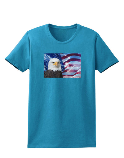 All American Eagle Womens Dark T-Shirt-TooLoud-Turquoise-X-Small-Davson Sales