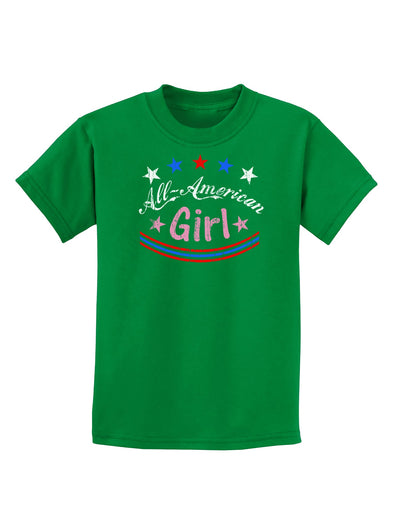 All-American Girl Childrens Dark T-Shirt-Childrens T-Shirt-TooLoud-Kelly-Green-X-Small-Davson Sales