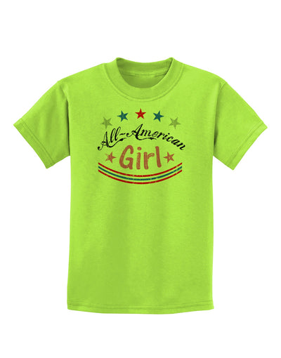 All-American Girl Childrens T-Shirt-Childrens T-Shirt-TooLoud-Lime-Green-X-Small-Davson Sales