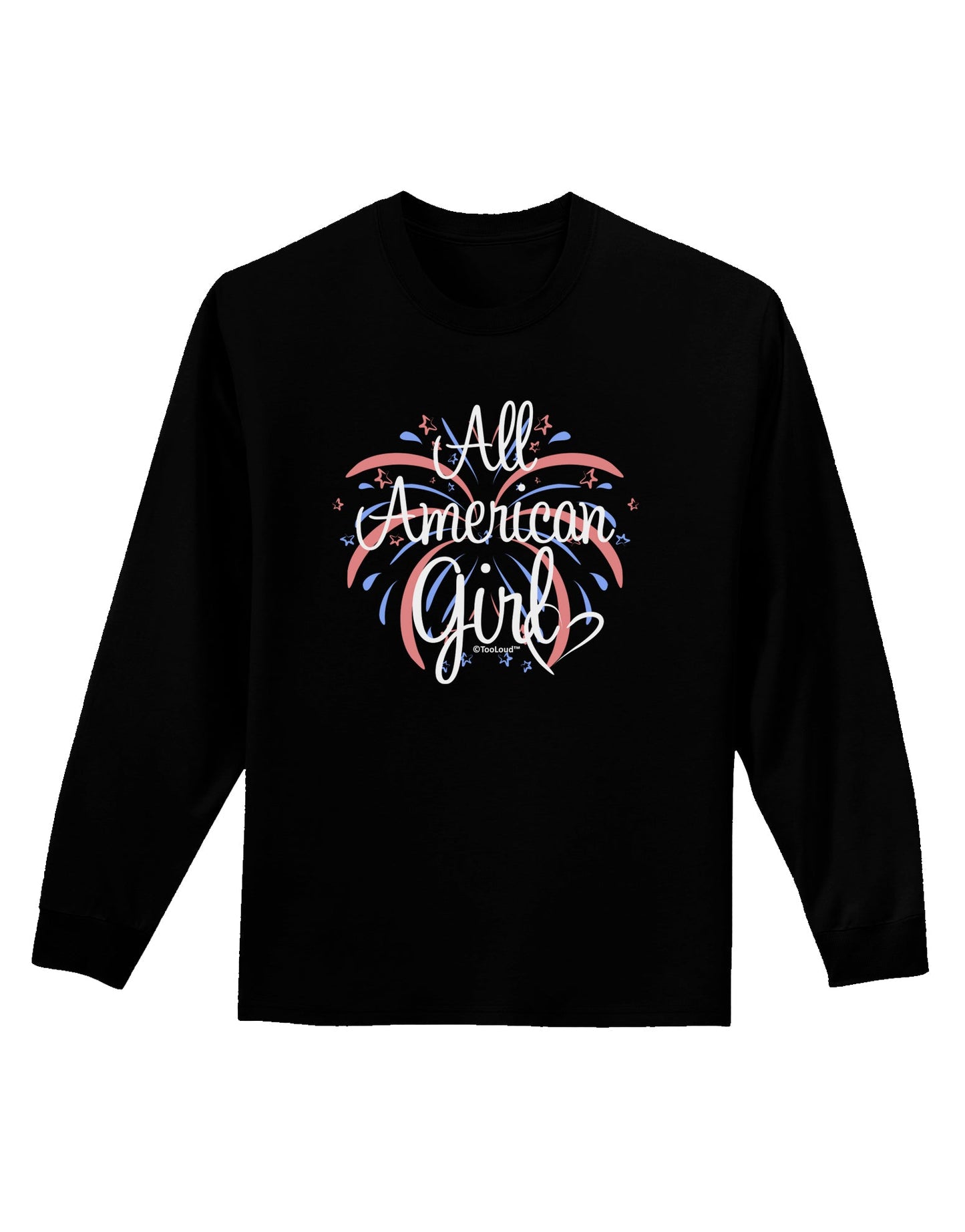 All American Girl - Fireworks and Heart Adult Long Sleeve Dark T-Shirt by TooLoud-TooLoud-Black-Small-Davson Sales