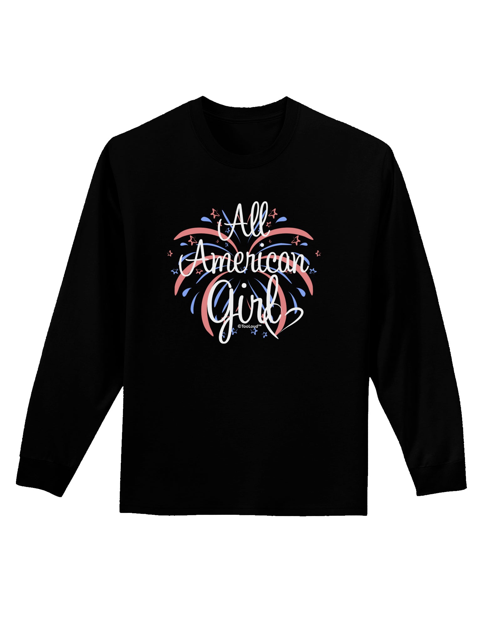 All American Girl - Fireworks and Heart Adult Long Sleeve Dark T-Shirt by TooLoud-TooLoud-Black-Small-Davson Sales