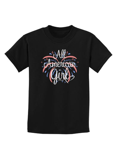 All American Girl - Fireworks and Heart Childrens Dark T-Shirt by TooLoud-Childrens T-Shirt-TooLoud-Black-X-Small-Davson Sales