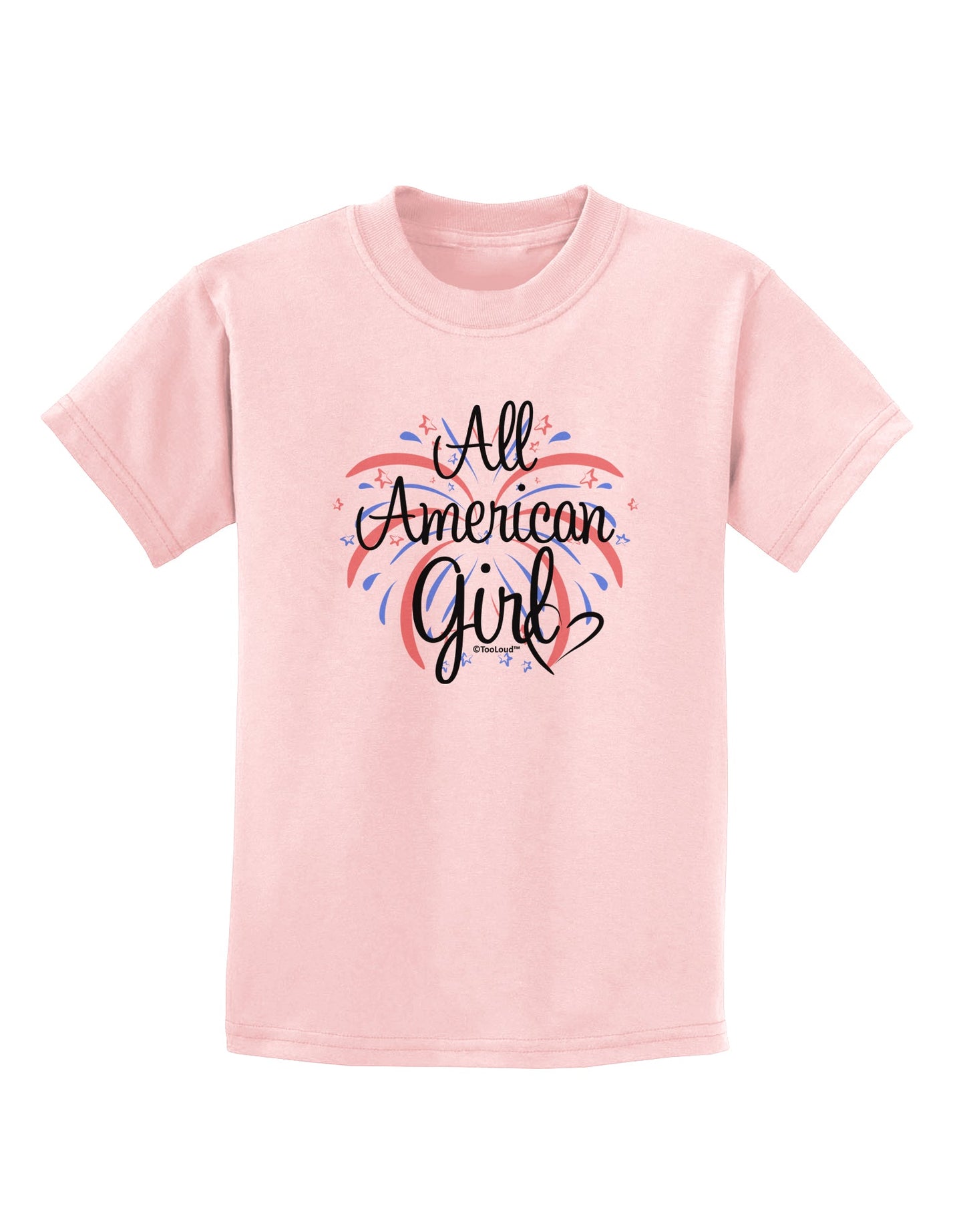 All American Girl - Fireworks and Heart Childrens T-Shirt by TooLoud-Childrens T-Shirt-TooLoud-PalePink-X-Small-Davson Sales