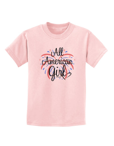 All American Girl - Fireworks and Heart Childrens T-Shirt by TooLoud-Childrens T-Shirt-TooLoud-PalePink-X-Small-Davson Sales