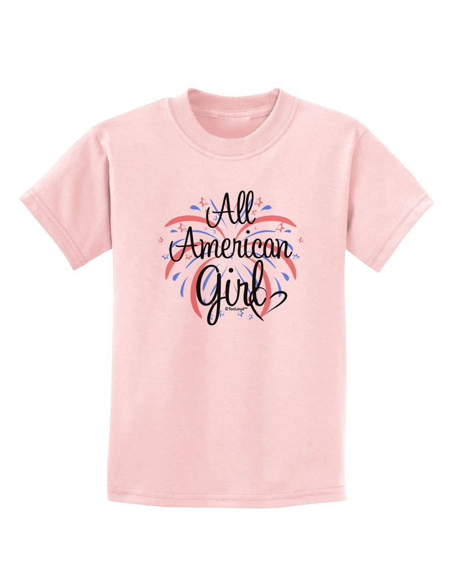 All American Girl - Fireworks and Heart Childrens T-Shirt by TooLoud-Childrens T-Shirt-TooLoud-White-X-Small-Davson Sales