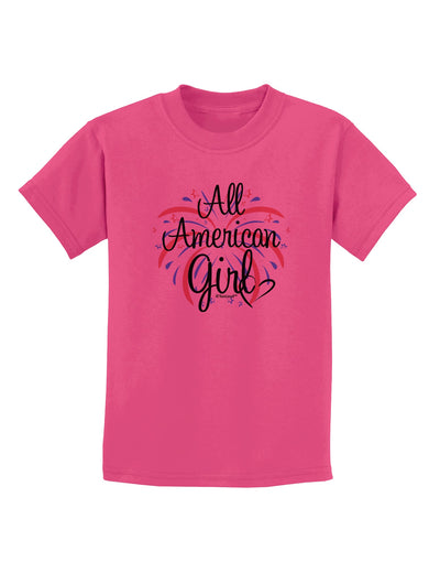 All American Girl - Fireworks and Heart Childrens T-Shirt by TooLoud-Childrens T-Shirt-TooLoud-Sangria-X-Small-Davson Sales