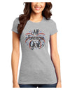 All American Girl - Fireworks and Heart Juniors T-Shirt by TooLoud-Womens Juniors T-Shirt-TooLoud-Ash-Gray-Juniors Fitted X-Small-Davson Sales