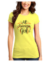 All American Girl - Fireworks and Heart Juniors T-Shirt by TooLoud-Womens Juniors T-Shirt-TooLoud-Yellow-Juniors Fitted X-Small-Davson Sales