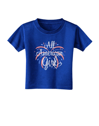 All American Girl - Fireworks and Heart Toddler T-Shirt Dark by TooLoud-Toddler T-Shirt-TooLoud-Royal-Blue-2T-Davson Sales