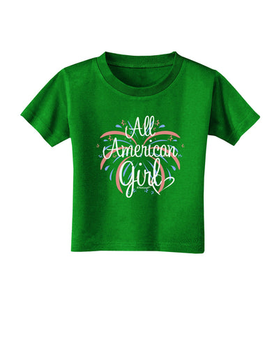 All American Girl - Fireworks and Heart Toddler T-Shirt Dark by TooLoud-Toddler T-Shirt-TooLoud-Clover-Green-2T-Davson Sales