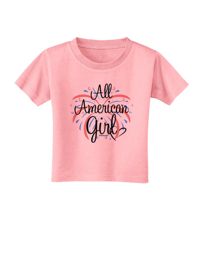 All American Girl - Fireworks and Heart Toddler T-Shirt by TooLoud-Toddler T-Shirt-TooLoud-Candy-Pink-2T-Davson Sales