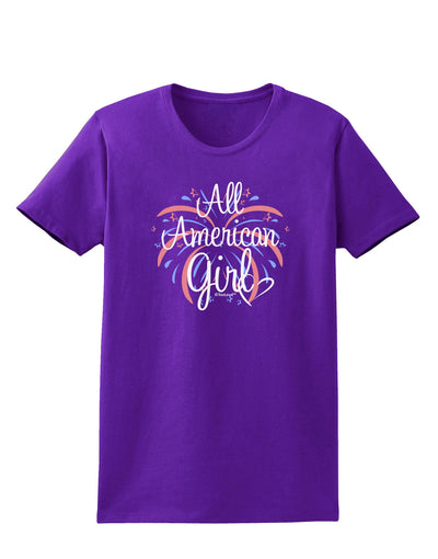 All American Girl - Fireworks and Heart Womens Dark T-Shirt by TooLoud-Womens T-Shirt-TooLoud-Purple-X-Small-Davson Sales