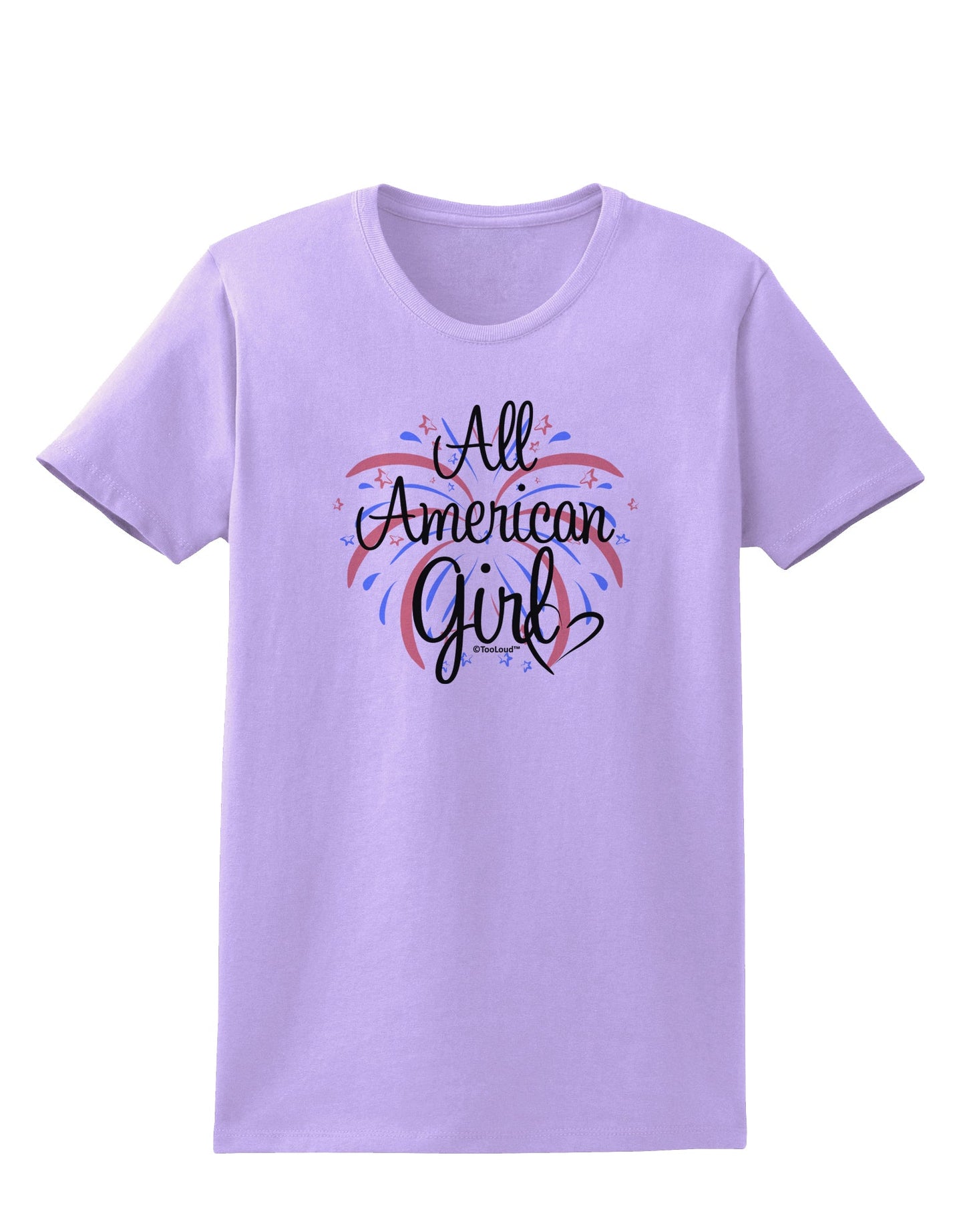 All American Girl - Fireworks and Heart Womens T-Shirt by TooLoud-Womens T-Shirt-TooLoud-Lavender-X-Small-Davson Sales
