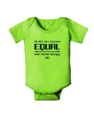 All Bits Are Created Equal - Net Neutrality Baby Romper Bodysuit-Baby Romper-TooLoud-Lime-Green-06-Months-Davson Sales