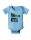 All Green Everything Distressed Baby Romper Bodysuit-Baby Romper-TooLoud-LightBlue-06-Months-Davson Sales