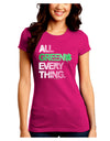 All Green Everything Distressed Juniors Petite Crew Dark T-Shirt-T-Shirts Juniors Tops-TooLoud-Hot-Pink-Juniors Fitted Small-Davson Sales