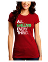 All Green Everything Distressed Juniors Petite Crew Dark T-Shirt-T-Shirts Juniors Tops-TooLoud-Red-Juniors Fitted Small-Davson Sales