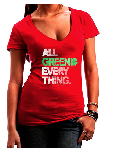 All Green Everything Distressed Womens V-Neck Dark T-Shirt-Womens V-Neck T-Shirts-TooLoud-Red-Juniors Fitted Small-Davson Sales