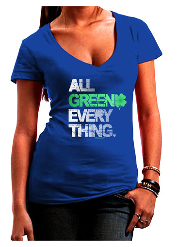 All Green Everything Distressed Womens V-Neck Dark T-Shirt-Womens V-Neck T-Shirts-TooLoud-Royal-Blue-Juniors Fitted Small-Davson Sales