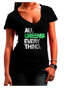 All Green Everything Distressed Womens V-Neck Dark T-Shirt-Womens V-Neck T-Shirts-TooLoud-Black-Juniors Fitted Small-Davson Sales