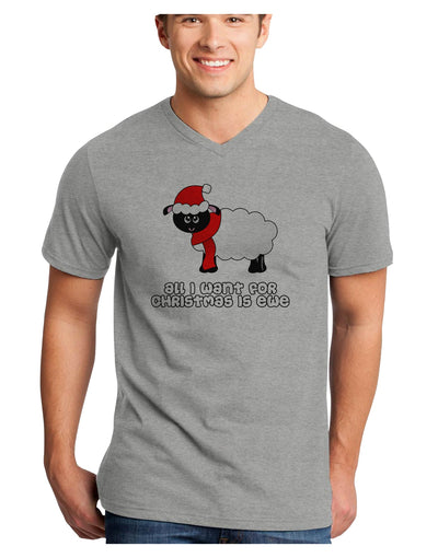 All I Want For Christmas Is Ewe Sheep Adult V-Neck T-shirt-Mens V-Neck T-Shirt-TooLoud-HeatherGray-Small-Davson Sales