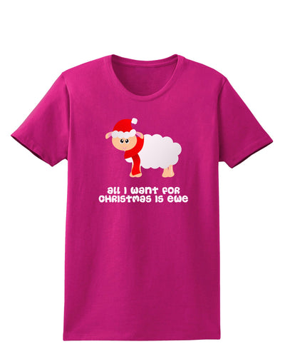 All I Want For Christmas Is Ewe Sheep Womens Dark T-Shirt-TooLoud-Hot-Pink-Small-Davson Sales