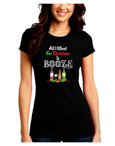 All I Want Is Booze Juniors Crew Dark T-Shirt-T-Shirts Juniors Tops-TooLoud-Black-Juniors Fitted Small-Davson Sales