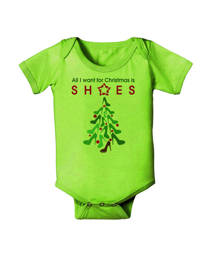 All I want for Christmas is Shoes Baby Romper Bodysuit-Baby Romper-TooLoud-Lime-Green-06-Months-Davson Sales