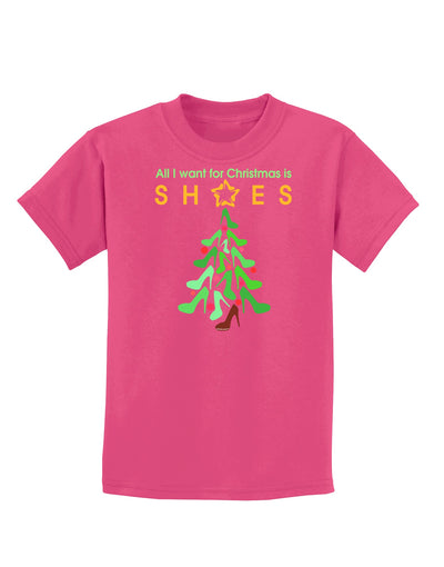 All I want for Christmas is Shoes Childrens Dark T-Shirt-Childrens T-Shirt-TooLoud-Sangria-X-Small-Davson Sales