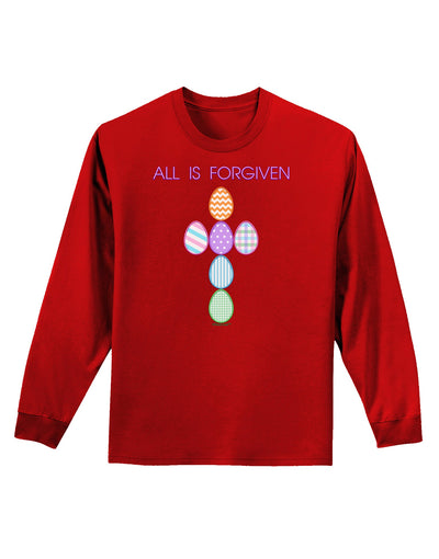 All is forgiven Cross Faux Applique Adult Long Sleeve Dark T-Shirt-TooLoud-Red-Small-Davson Sales