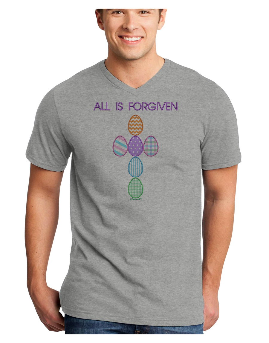 All is forgiven Cross Faux Applique Adult V-Neck T-shirt-Mens V-Neck T-Shirt-TooLoud-White-Small-Davson Sales