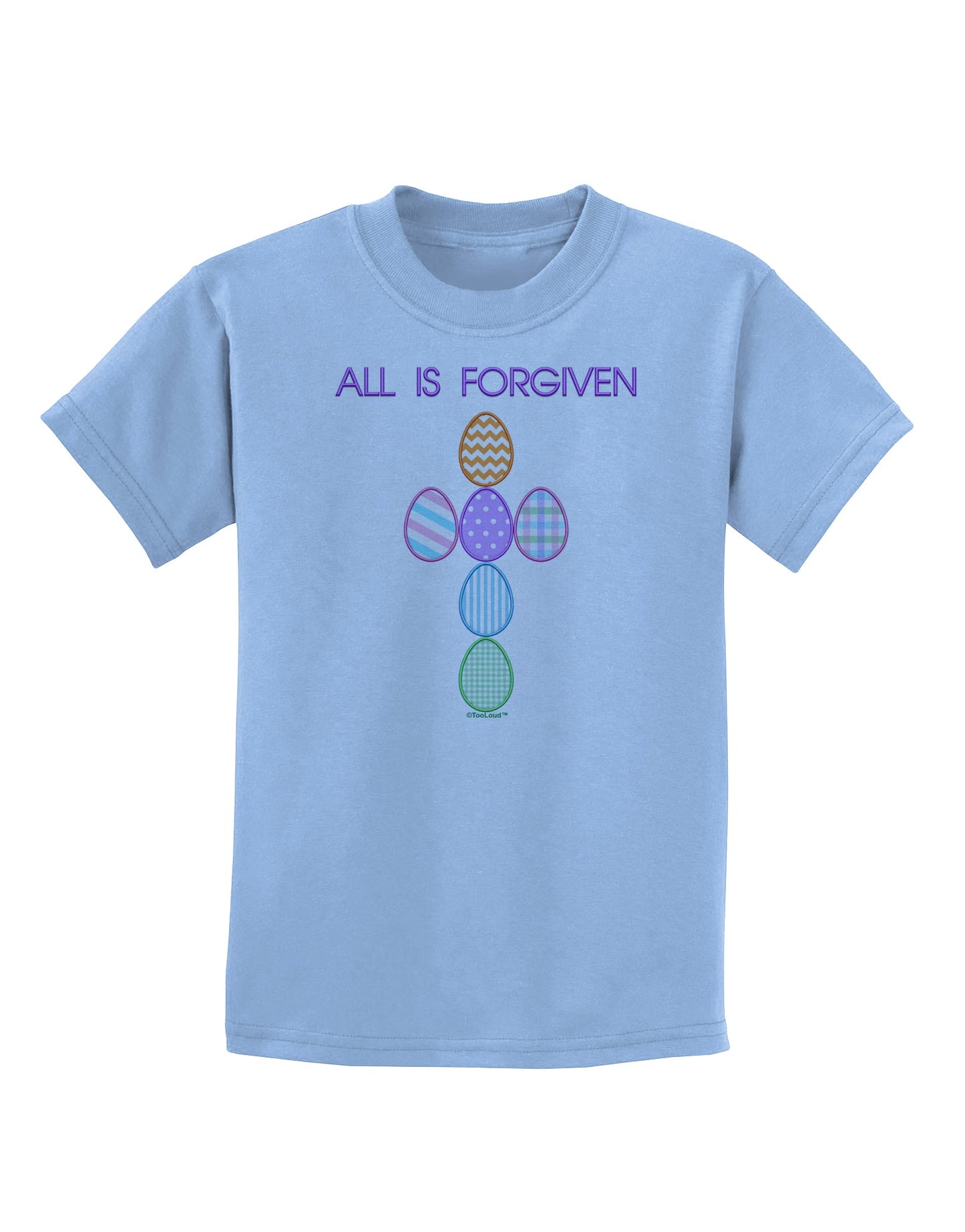 All is forgiven Cross Faux Applique Childrens T-Shirt-Childrens T-Shirt-TooLoud-Light-Blue-X-Small-Davson Sales
